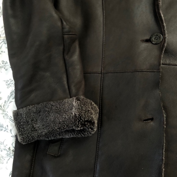 Jekel Shearling Coat Brown Saks Fifth Ave Made in France lightweight 12 - Picture 3 of 15